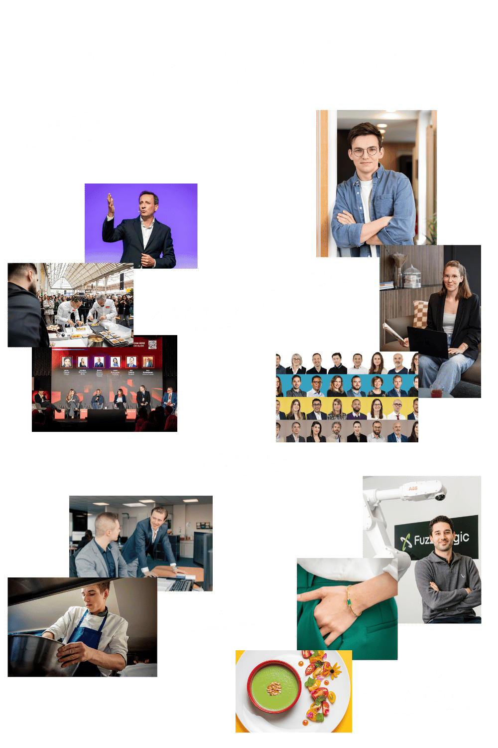 Bannière page d'accueil photographe corporate 4 photomontage de photos illustrant les différentes prestations du photographe corporate
